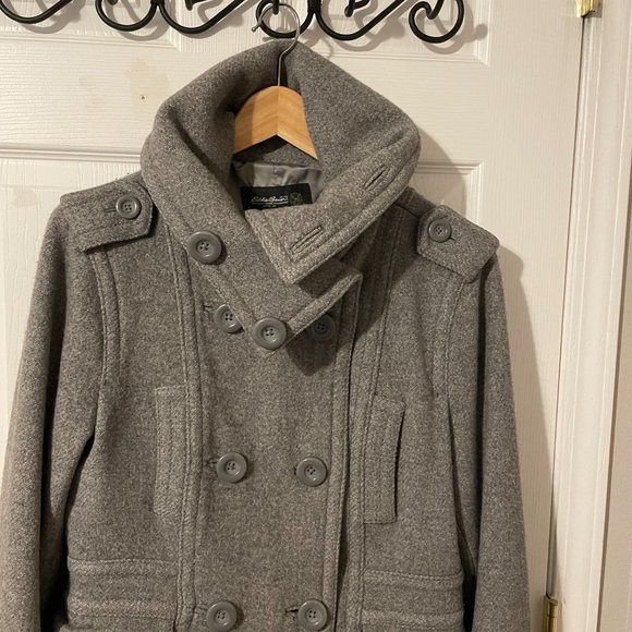 Grey Wool Pea Coat Great Condition - Picture 4 of 5